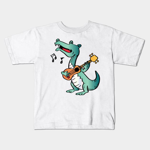 Cartoon crocodile Kids T-Shirt by Handini _Atmodiwiryo